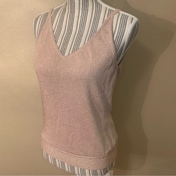 NEW Express Top Large Pale Pink Silk Metallic Wrap Strap Sleeveless Tank - Picture 7 of 16